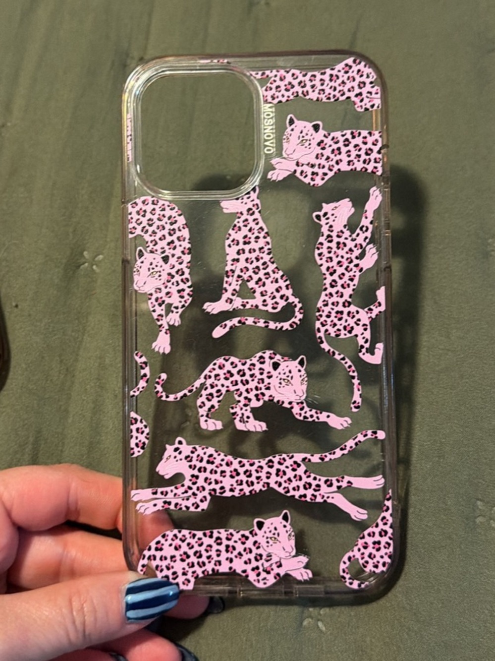 Clear Phone Case with Pink Leopard Pattern - Compatible Cell Phone Accessory